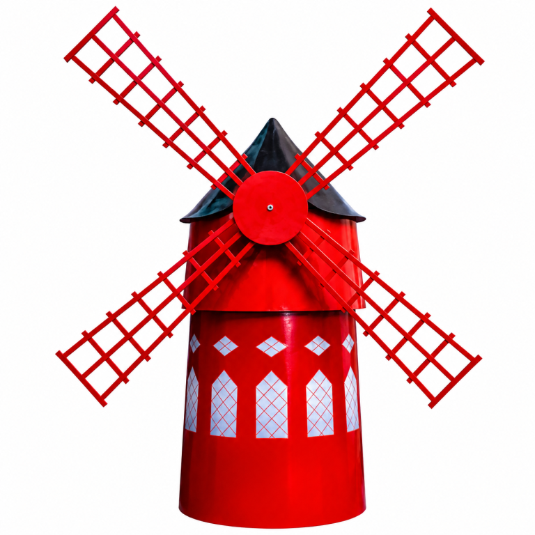 11ft 3D Wooden Red Windmill Prop