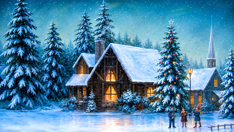 20x10ft Carol Singers Backdrop