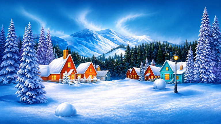 20x10ft Christmas Village Backdrop