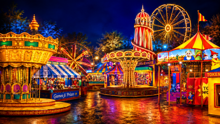 20x10ft Fairground at Night Backdrop