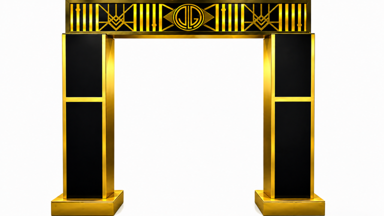 9x8ft Wooden 3D Black & Gold Art Deco Entrance