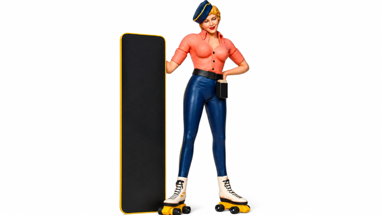 Life Size Resin Cast Waitress on Roller SkatesStatue