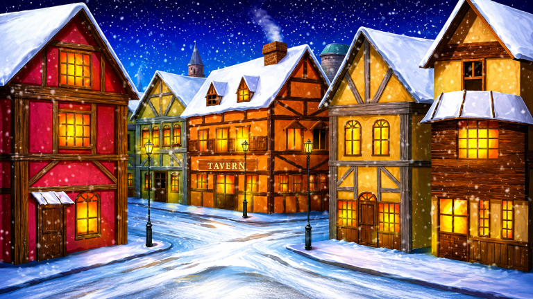 20x10ft-Town-Winter-Night-Backdrop