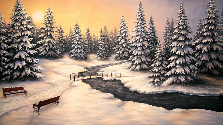 20x10ft Winter Sunrise Backdrop